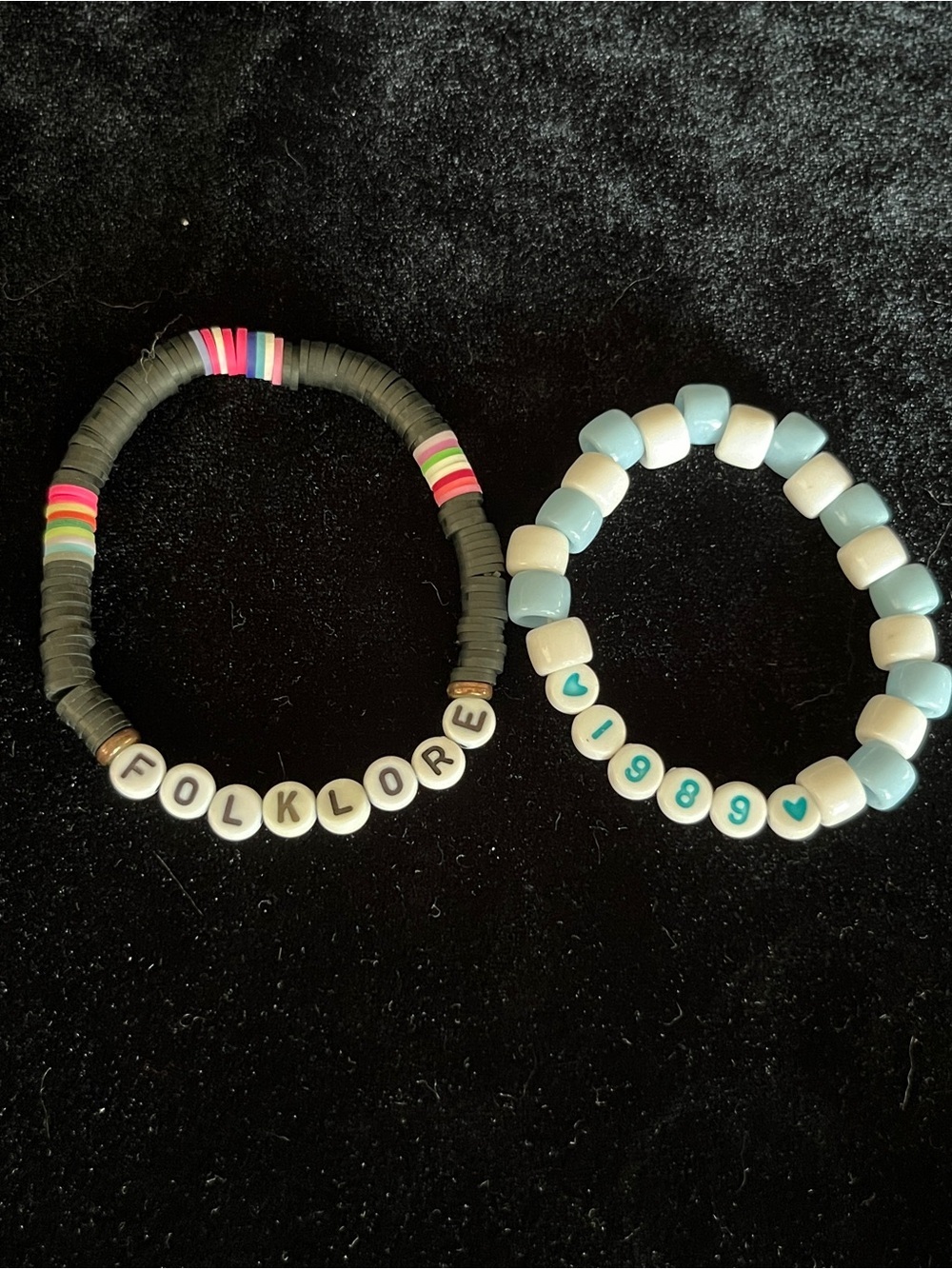 🖤 Lot of 2 Taylor Swift Inspired Folklore & 1989 Beaded Stretch Bracelets